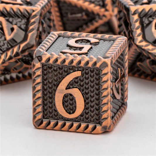 OUKELANWO DND Metal Dice Set D&amp;D pour Dungeon and Dragon, jeu de rôle RPG polyédrique doré D et D Dice D20 D12 D10 D8 D6 D4