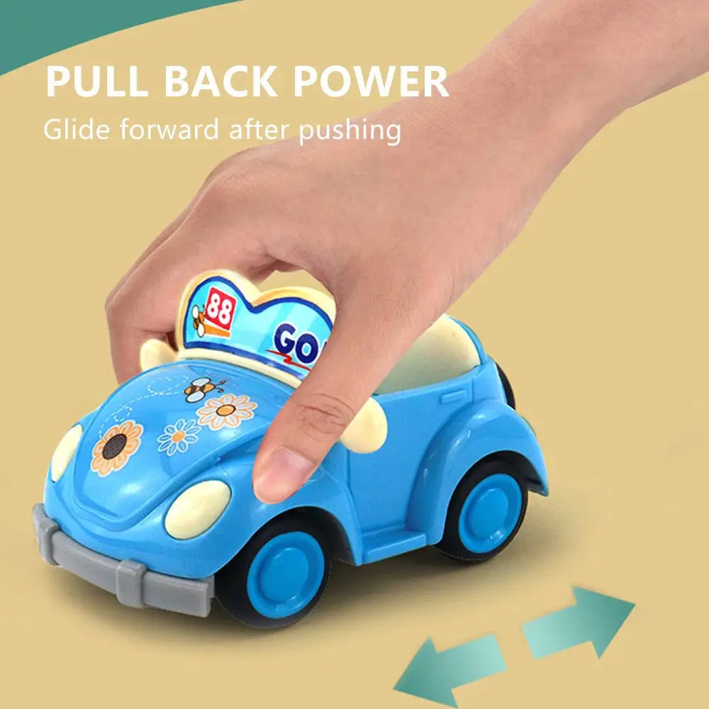 Cartoon Mini Q Pull Back Power Convertible Purple Car 6 Style Miniature Furniture Dollhouse Toy Model Set Kids Birthday Gifts