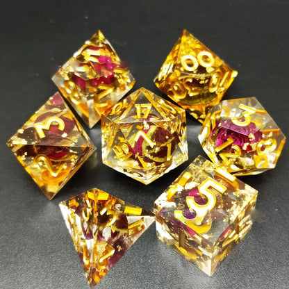 Ensemble de dés DND en résine en forme de fleur de rose, dés pointus de forme polyédrique pour donjons et dragons, jeux de rôle, dés DnD, décoration d'intérieur