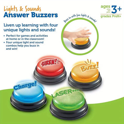 Buzzers de réponses de Learning Resources Jouet pour jeu familial Concours Quiz Buzzers Lumières et sons Bouton pour soirées quiz pour enfants