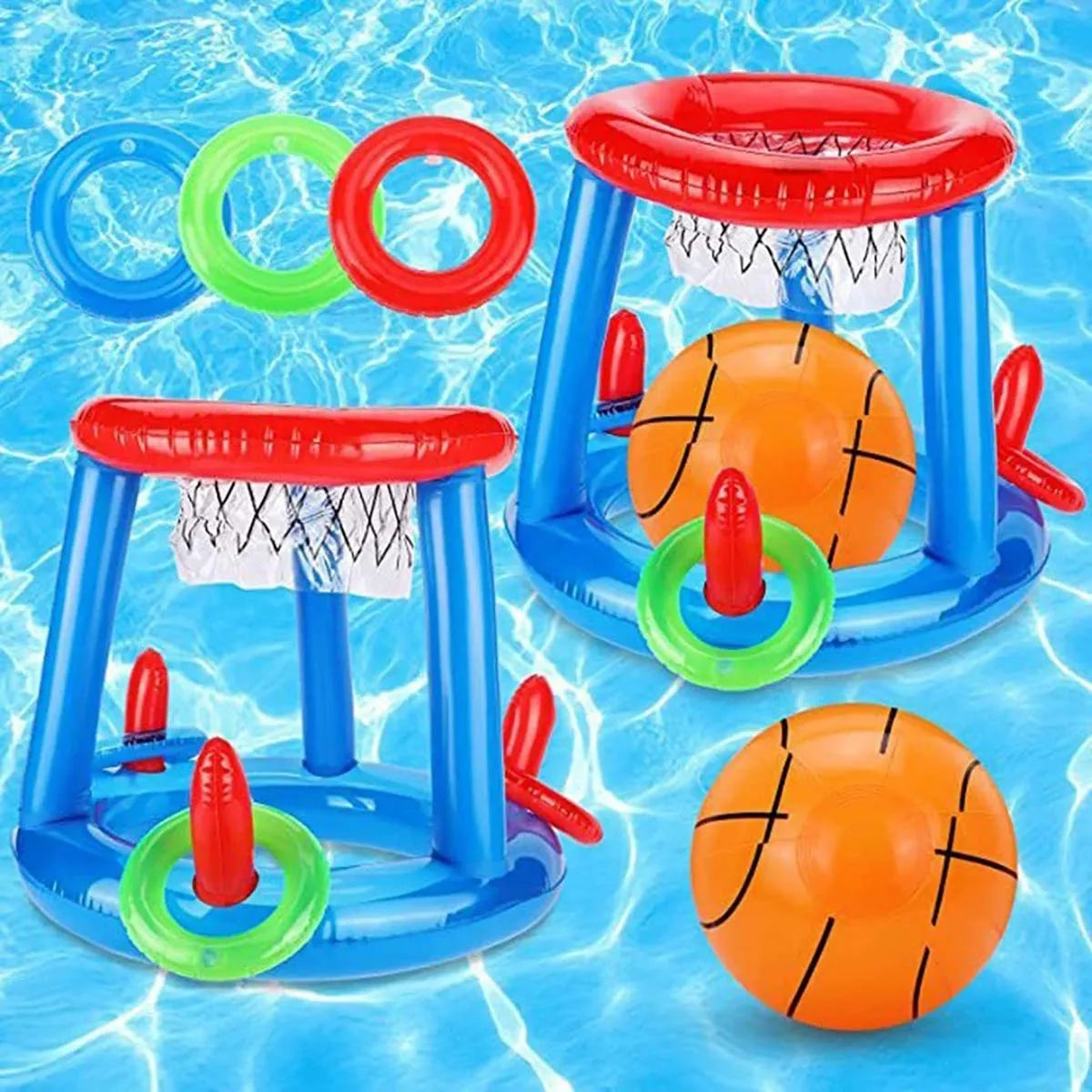 Jeu de lancer d'anneau gonflable, panier de basket flottant, jouet interactif de sport aquatique, cadeau de fête, accessoire de piscine amusant pour la plage