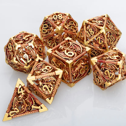 Dados de metal de dragón hueco Juego de dados DND Juego de rol D&amp;D Dados de mazmorra poliédricos Dados de dragón Juego de rol grande D20 D12 D10 D8 D6 D4