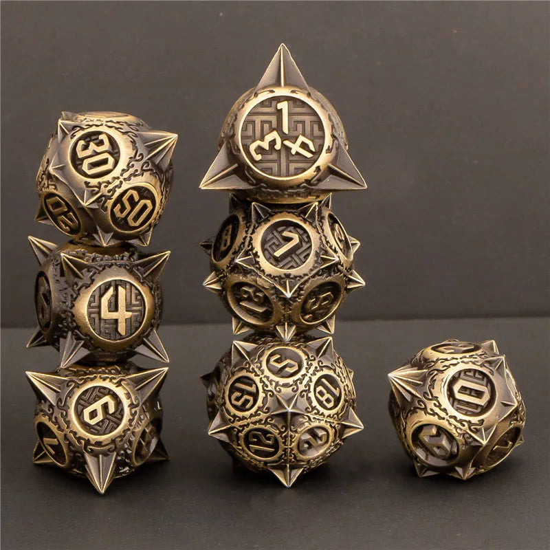 KERWELLSI DND Metal  Dice Set, 7pcs D&D Dice Set, Polyhedral Dungeon and Dragon Role Playing Game Dice, Handmade D and D Dice