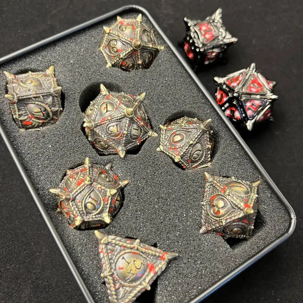 Lot de 7 dés en métal DND RPG pour donjons et dragons D&amp;D Dice joueurs collectionneurs cadeaux pour enfants dés en métal polyédriques D20 D10 D6