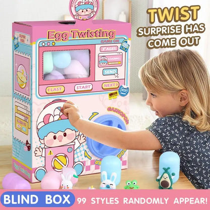 Children Gashapon Machine Mini Claw Arcade Crane Cartoon Doll Blind Box Egg Twisting DIY Educational Games Toys for Kids Gifts