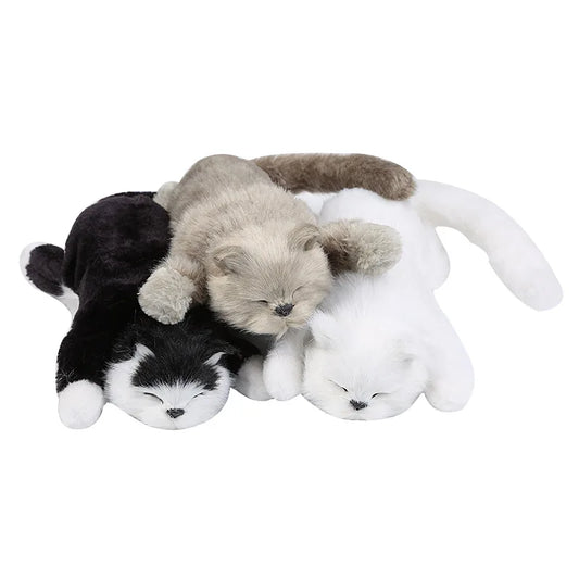 Poupée électrique en peluche réaliste à commande vocale, chat endormi, chat roulant en mouvement, compagnon interactif amusant, jouets pour animaux de compagnie