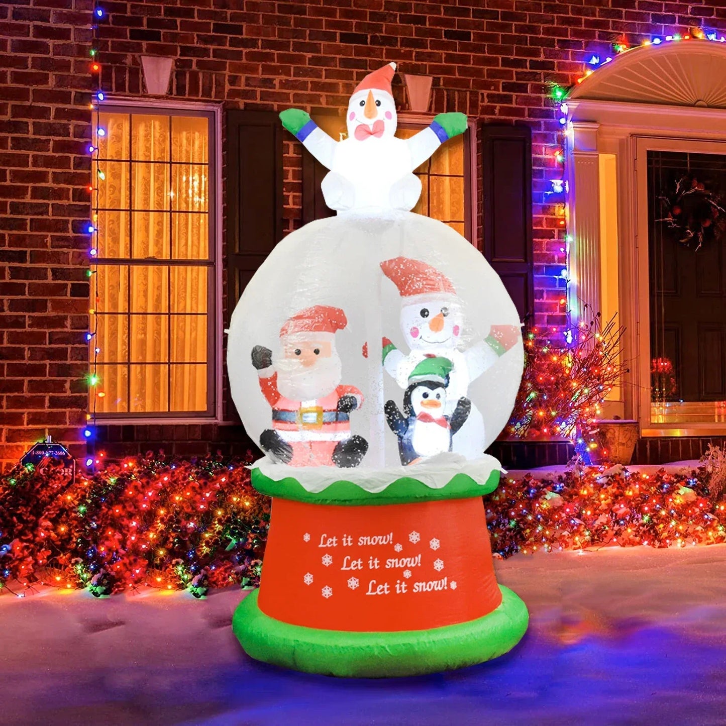 Boule de neige gonflable Décoration de Noël pour la maison Jardin Père Noël Globe de neige Lumière LED Jouets gonflables Fête du Nouvel An Décoration extérieure