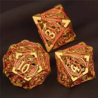 OUKELANWO DND Metal Hollow Dice Set D&amp;D, dés de jeu de rôle polyédriques, dés de donjon et de dragon D et D D20 D12 D10 D8 D6 D4