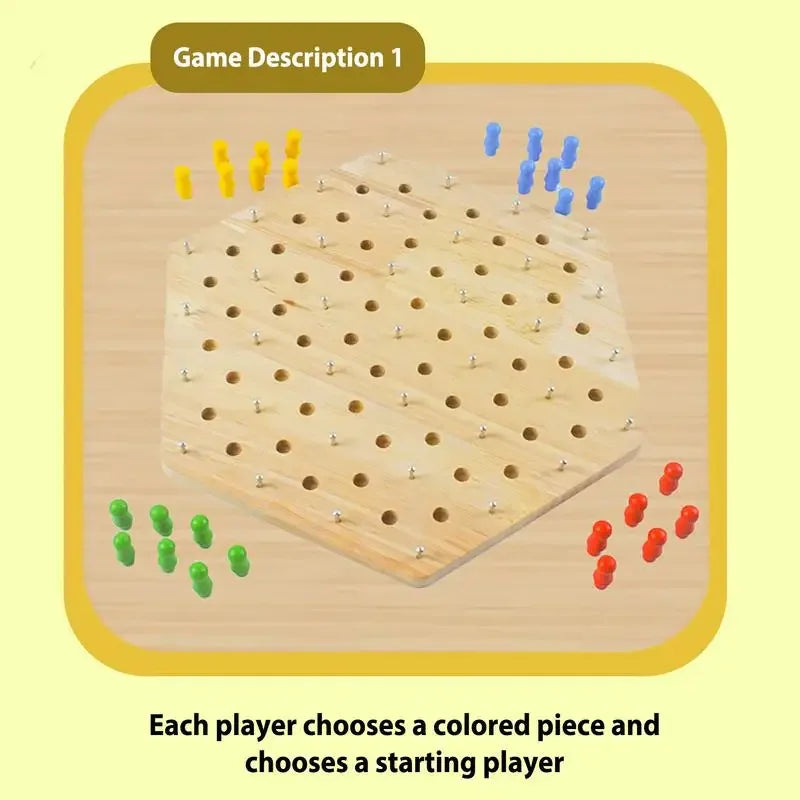 Wooden Chain Triangle Chess Game Rubber Band Strategy Board Game Territory Capture Family Game Educational Toy For Home Travel