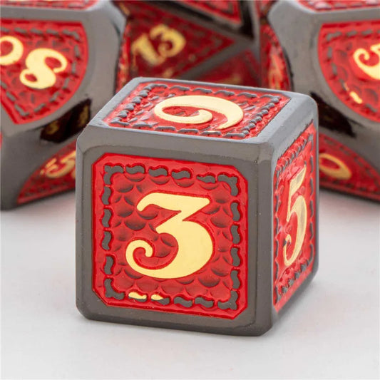 OUKELANWO DND Metal Dice Set D&amp;D pour Dungeon and Dragon, jeu de rôle RPG polyédrique doré D et D Dice D20 D12 D10 D8 D6 D4