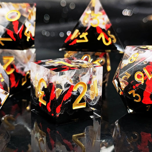 DND Dice Set Transparent Wigwam Dice Set Dungeons & Dragons Polyhedral Resin Dice Cosplay Dice Set with Storage Bag）D4 D6 D8 D10