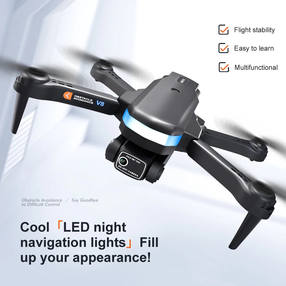 2024 Nouveau drone H26 4K professionnel équipé d'une double caméra HD grand angle 1080P Moteur sans balais pliable Flux optique v8