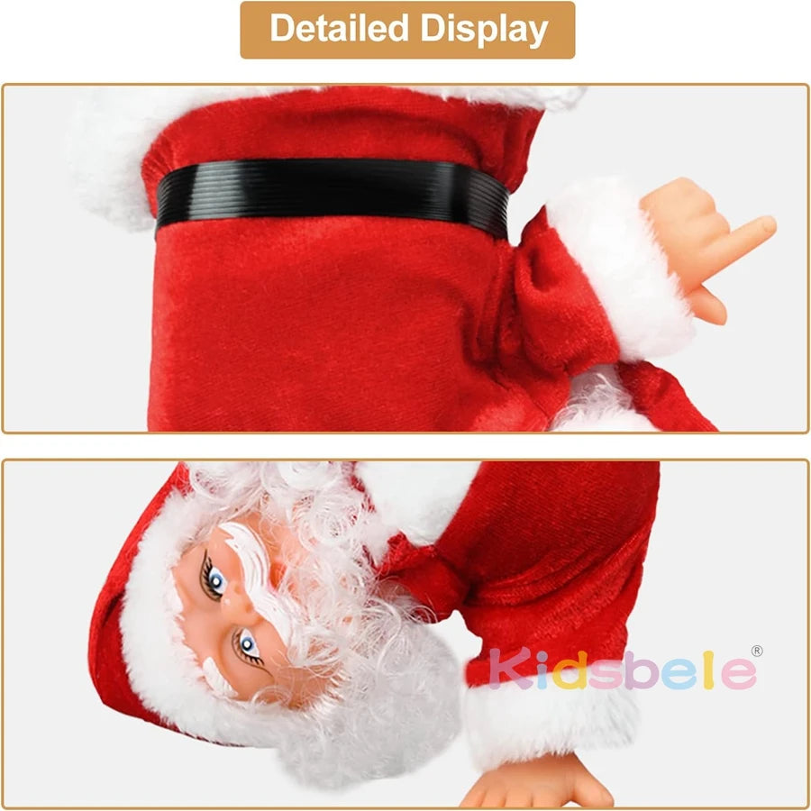 Electric Santa Claus Singing Dancing Santa Claus Upside Down Santa Claus Christmas Figurine Christmas New Year Gift for Kids