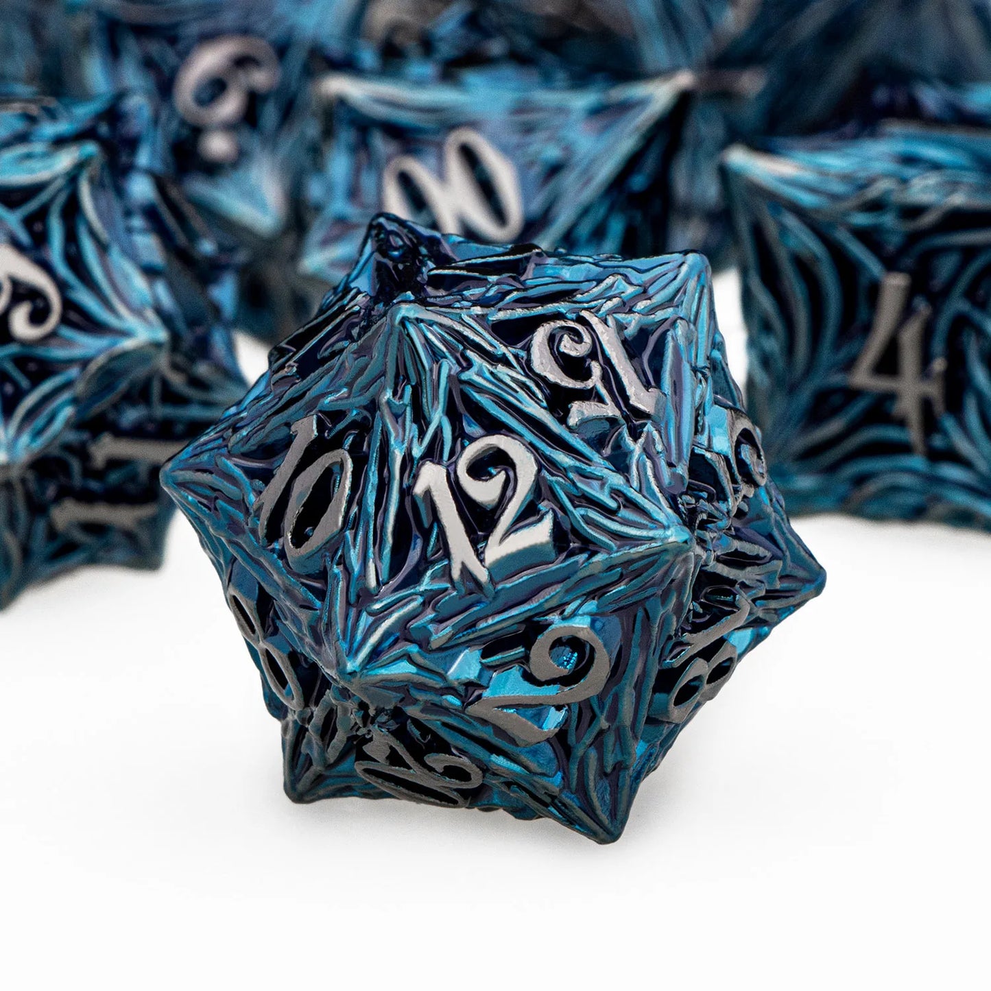 ORIFANTUO Tree Root Dnd Metal Dice Set Bleu D+D Polyédrique Dés Pour D dnd D Dungeon et Dragon Pathfinder Jeu de Rôle Dés