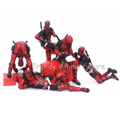 Mini Deadpool Action Figure Decorations Doll Sitting Posture Model Toys Anime Superheroe New Mutants Figurine for Child's Gifts