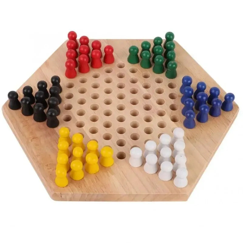 Chinese Checkers Set Wooden Educational Board Kids Classic Checkers Set Strategy  Board Set Kid Family Toy Chess board game Gift