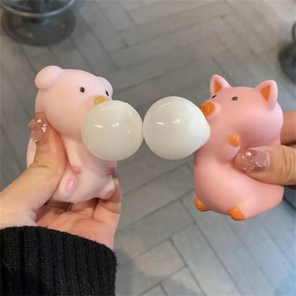 Cartoon Pig Spit Bubbles Pinch Music Vent Toys Cute Decompression TPR Material Squeeze Spit Bubbles Decompression Artifact Toys