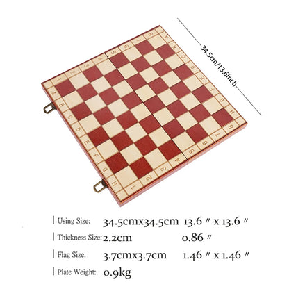 13-Inch Portable Folding Chess Set - Handcrafted Intricate Wooden Pieces, Perfect for Adults and Beginners