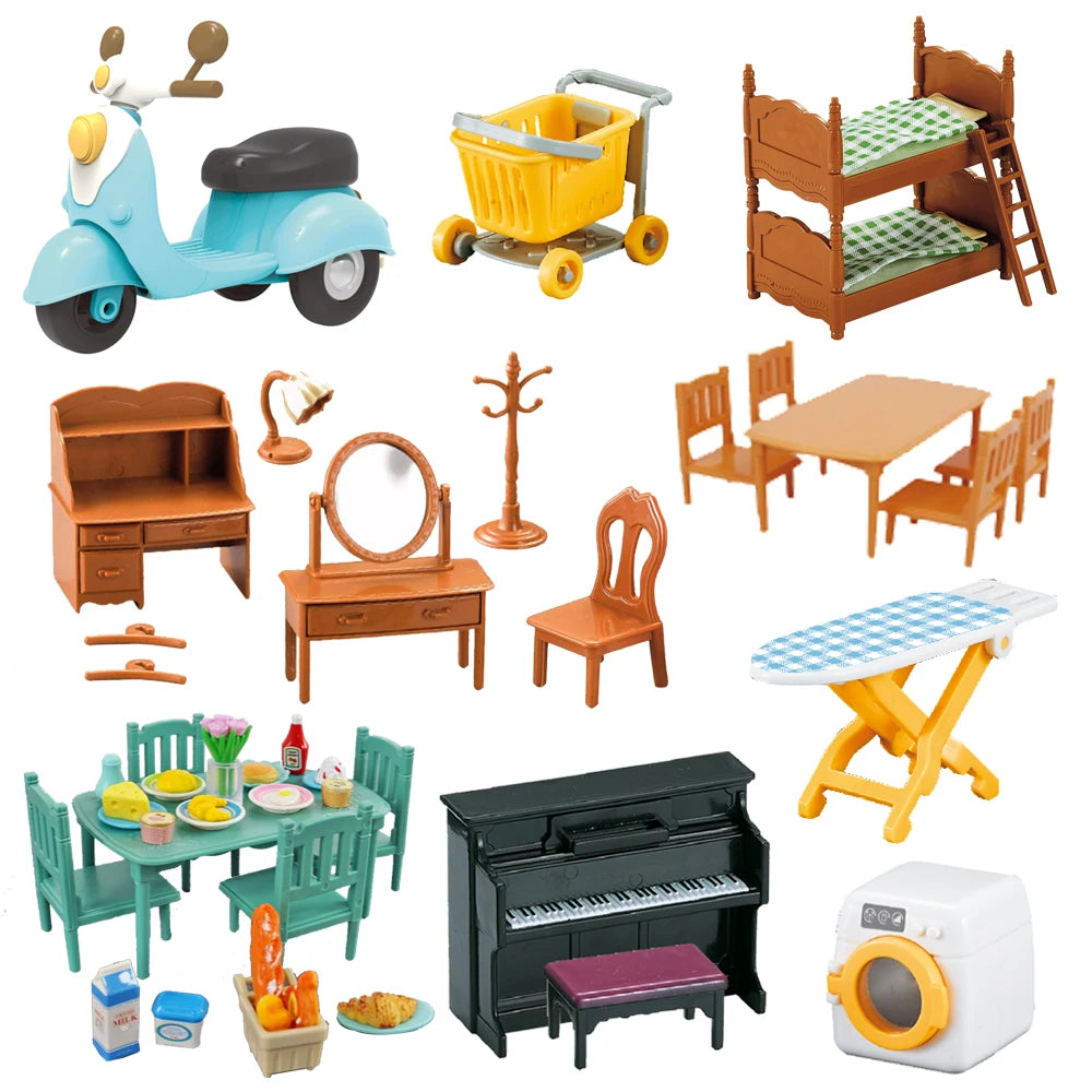 1:12 Miniature Meubles Forêt Famille Cuisine Jouet Table À Manger Accessoires De Maison De Poupée Salle De Bain Faire Semblant Jouer Pour Fille Cadeaux Jouets