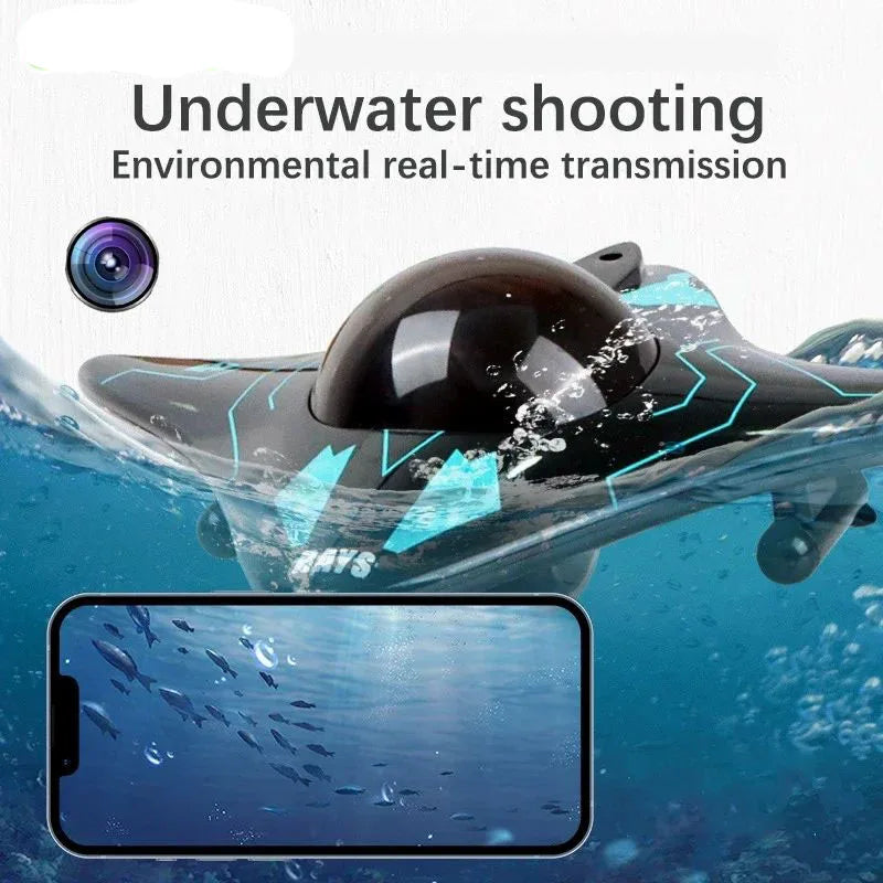 6Ch Rc Boat Submarine with Camera Underwater Remote Control Wifi Fpv Remote Control Boats Radio Control Toys for Children Gifts