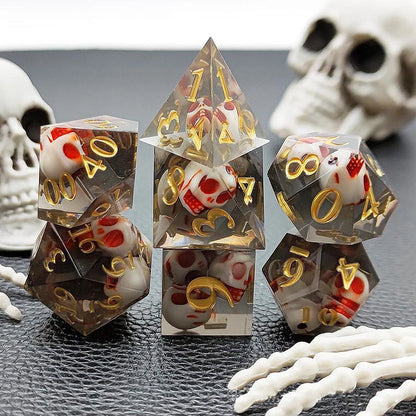 Juego de 7 dados de calavera para DND, dados D&amp;D, D4, D6, D8, D10, D%, D12, D20, juegos poliédricos para juegos de mesa de mazmorras y dragones, MTG, RPG