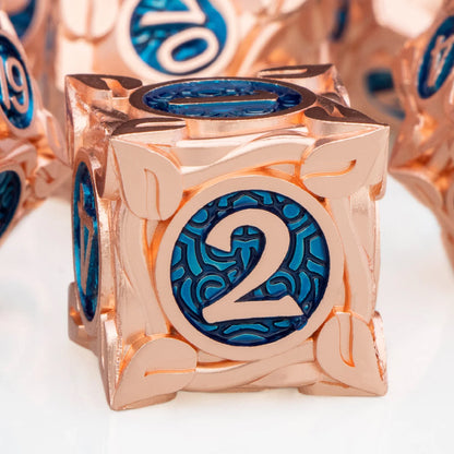 DND Metal Red Copper Blue RPG Polyhedral For Dungeon and Dragon Tabletop Role Playing Game D and D Dice Set D20 D12 D10 D8 D6 D4