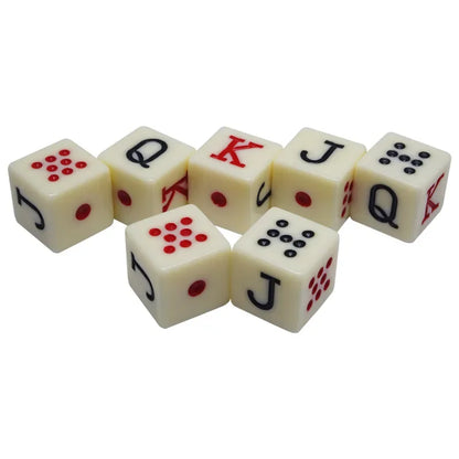 Lot de 10 dés de poker en acrylique jaune avec dents carrées de 16 mm, JQK Dice, jeu de table espagnol