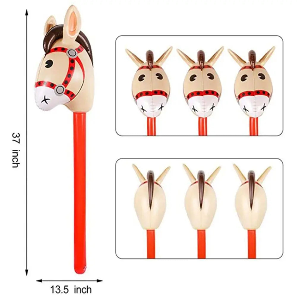 DIY Gifts Party Decor Outdoor Fun Kids Horse Riding Horse Head Stick Inflatable Toys Ride-on Animal