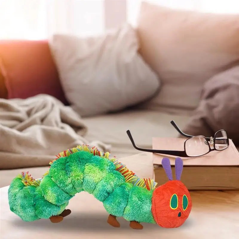 Oruga de peluche de 22 cm, de algodón verde, regalo creativo muy hambriento para niños, decoración del hogar