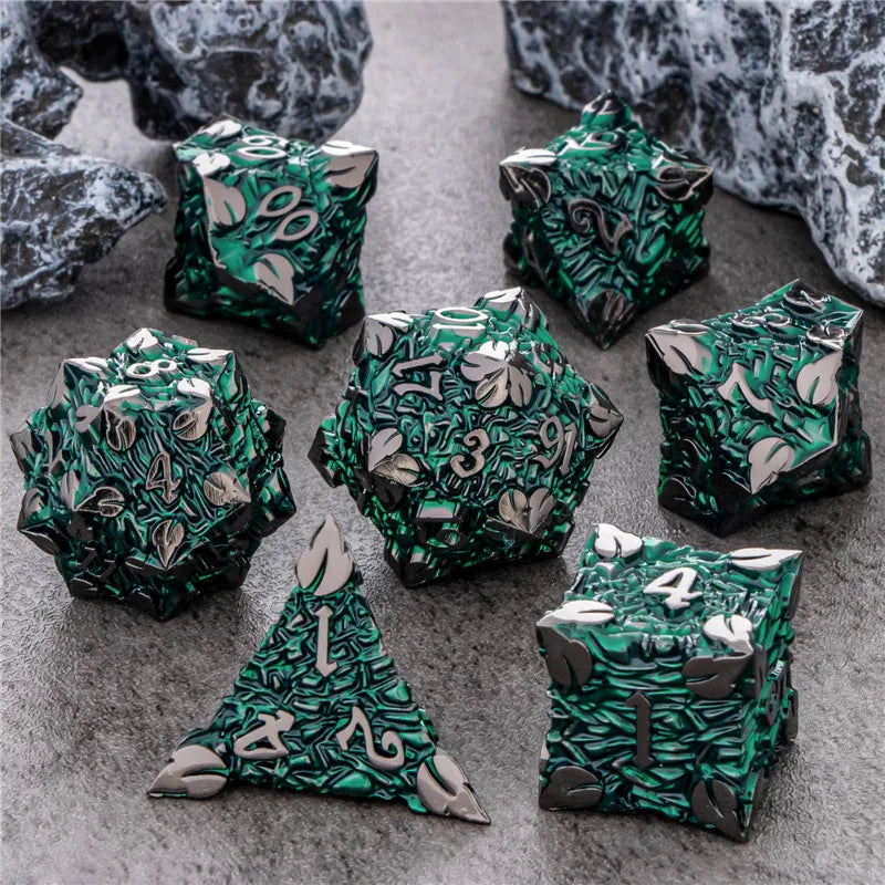 KERWELLSI DND Metal Dice Set, Polyhedral Dungeon and Dragon D&D RPG Dice, Handmade Role Playing Table Game D20 D12 D10 D8 D6 D4