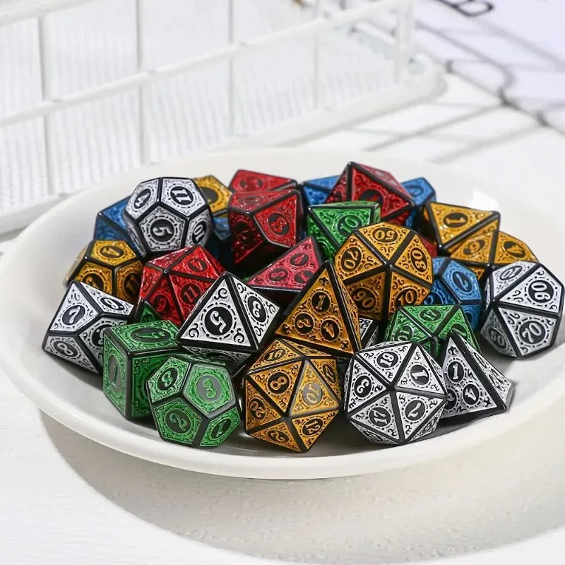 Juego de dados de 7 dados multicaras para juegos de rol, dados poliédricos D4 D6 D8 D10 D12 D20 para juegos de rol, accesorios DND