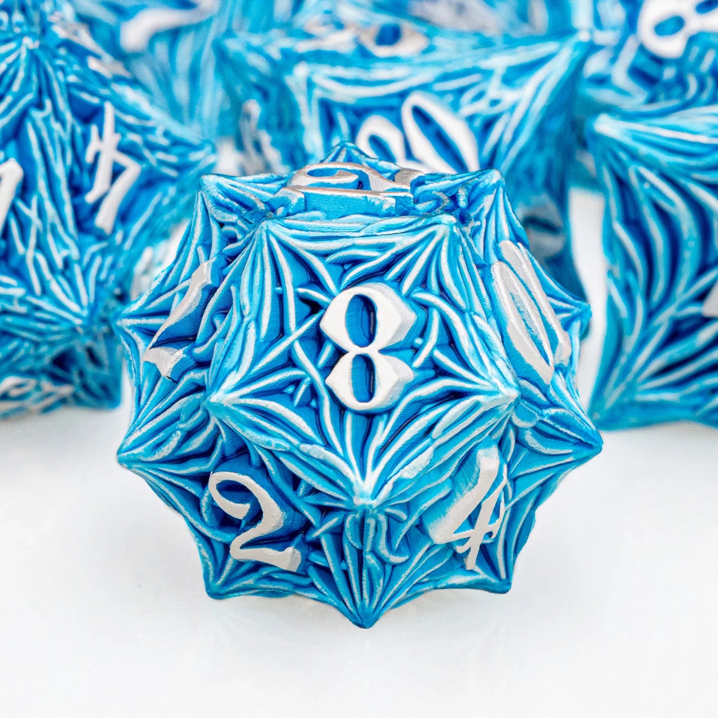 ORIFANTUO Blue Tree Root Dnd Metal Dice Set D&amp;D Polyédrique Dés pour D et D Dungeon et Dragon Pathfinder Jeu de Rôle Dés