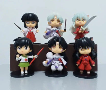 6pcs/set Anime INUYASHA  Cute Figure Model Toys 10cm