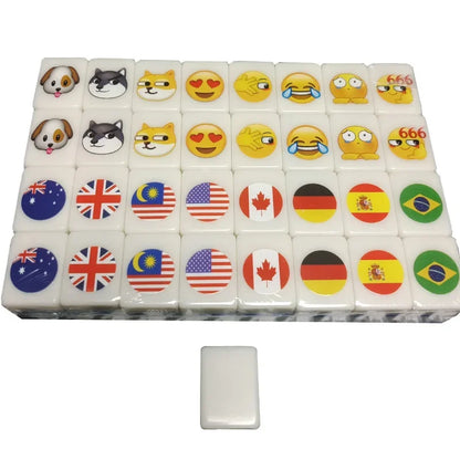 64+1 Seaside Escape Mahjong Jeux de société Tiktok Tile 24mm Mahjong Multi-style Motif Drapeau Ball Battle Chee Chess Jouets pour adultes