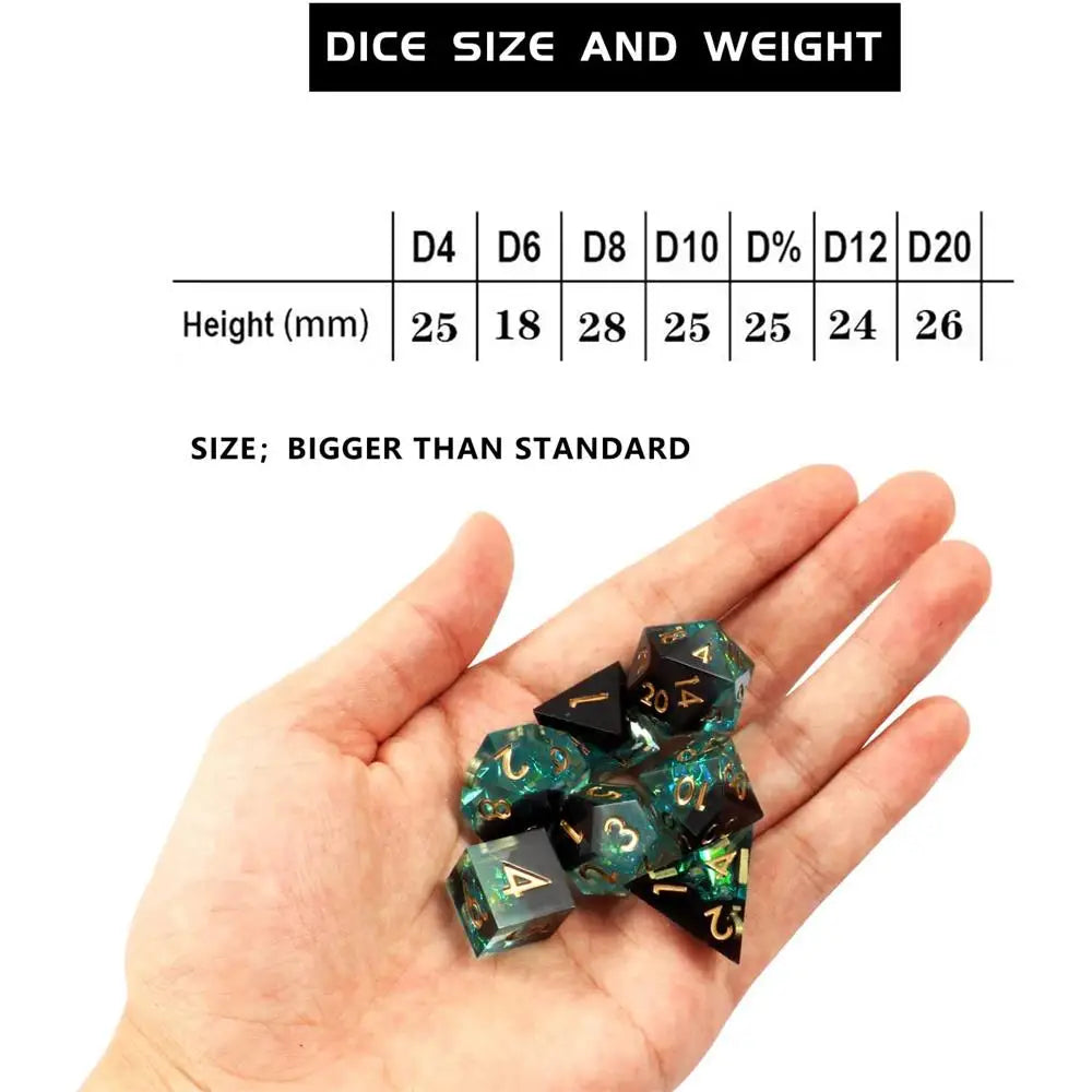 Résine pour jeu de dés DND D&amp;D Dungeon et Dragon Dés polyédriques faits à la main Bord tranchant pour RPG D20 D12 D10 D8 D6 D6