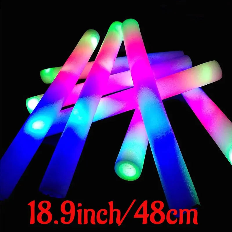 LED Glow Sticks Party Foam Light Sticks Batons with 3 Modes Colorful Flashing for Wedding Events (Colorful Light, 30PACK)