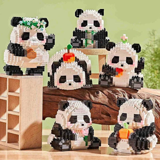 Cute Animal Panda Series Building Block Figure Cute Micro Model DIY Diamond Bricks Birthday Toys for Children Boys Girls Gifts