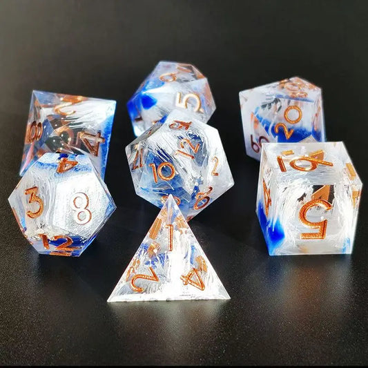 Dés à bords tranchants en résine Dés DND en résine Ensemble de dés polyédriques RPG DND Dés pour jeux de donjons et dragons Dés de jeu de rôle 7 pièces