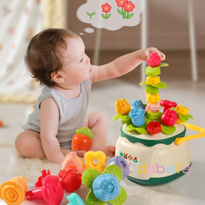 Flower Basket Floral Mushroom Nails Set Shape Sorting Matching Toy for Toddler Brain Game Filiment Paternity Toys