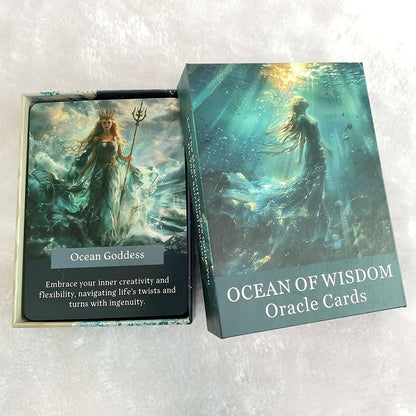 Cartes Oracle de l'Océan de Sagesse, Cartes de Tarot de Grande Taille, Jouets de Divination, Mystérieux Taro de la Mer, Jeu Oracle de Prophétie, 46 Cartes