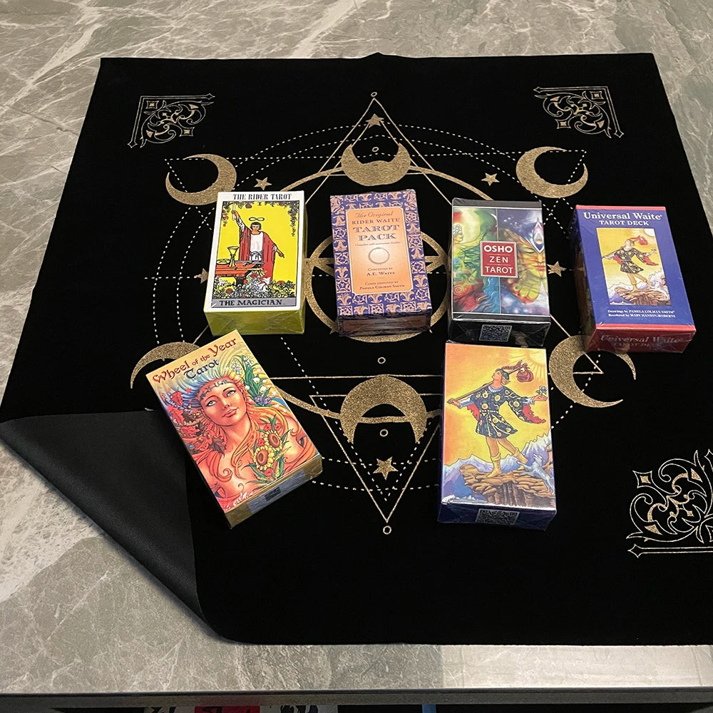 Mantel de 49 x 49 cm para juego de mesa de tarot Caibu Wituals Accesorios rituales Suministros de brujas Tapete de tela Yugioh