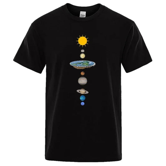 T-shirt à manches courtes pour homme, imprimé planètes du système solaire cosmique, décontracté, ample, surdimensionné, en coton, pour l'été