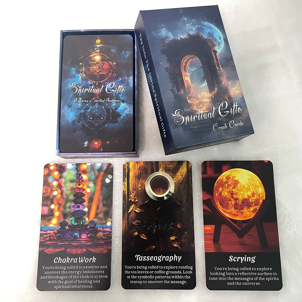 Tarot Deck,Spirit Gift Oracle Cards,Fortune Telling Toys,12x7cm,56-Cards,Prophecy Taro for Beginners,Divination,in Box,Keywords