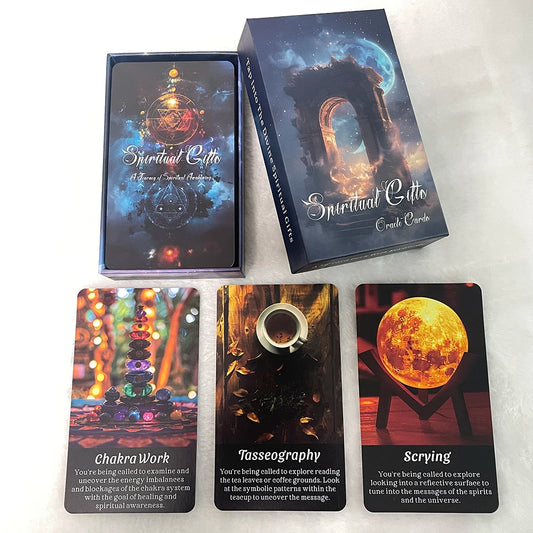 Baraja de tarot, cartas de oráculo Spirit Gift, juguetes de adivinación, 12 x 7 cm, 56 cartas, tarot profético para principiantes, adivinación, en caja, palabras clave