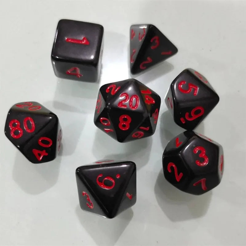 Lote de 7 dados de acrílico nuevos para juegos de mesa DND y COC, serie de colores sólidos, poliedro, D4, D6, D8, D10, D%, D12, D20