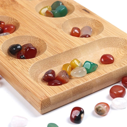 Juego de mesa Mancala con piedras de colores, tablero de madera plegable, juego de ajedrez R9JD