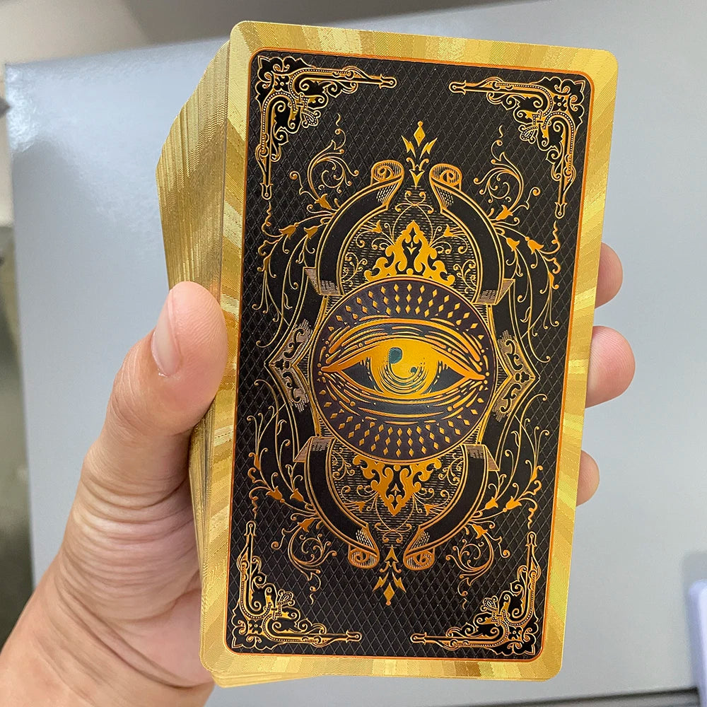 Cartas del Tarot en lámina de oro en caja de 12 x 7 cm, baraja de adivinación para principiantes con guía en papel en 2 idiomas Toro Taro