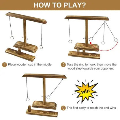 Jeux de lancer d'anneaux pour enfants et adultes Jeux à boire à la maison Jeux de société en bois portables et rapides Ensemble d'échelles de tir Bars extérieurs