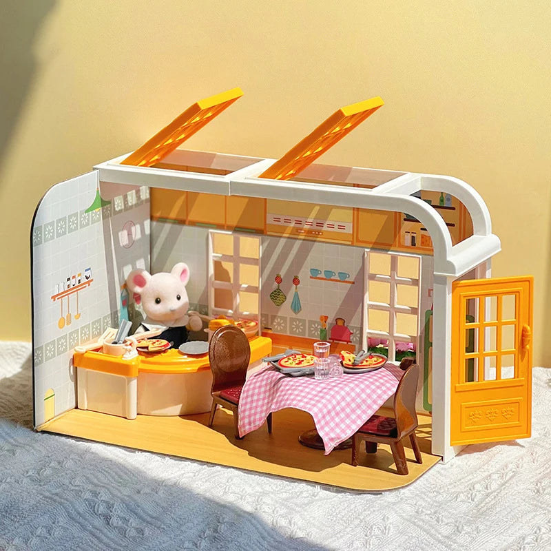 Koala Kitchen DIY Scene Miniature Furniture 1/12 Sunshine Villa Model Bunny Cooking Toys House For Dollhouse Girl Birthday Gift