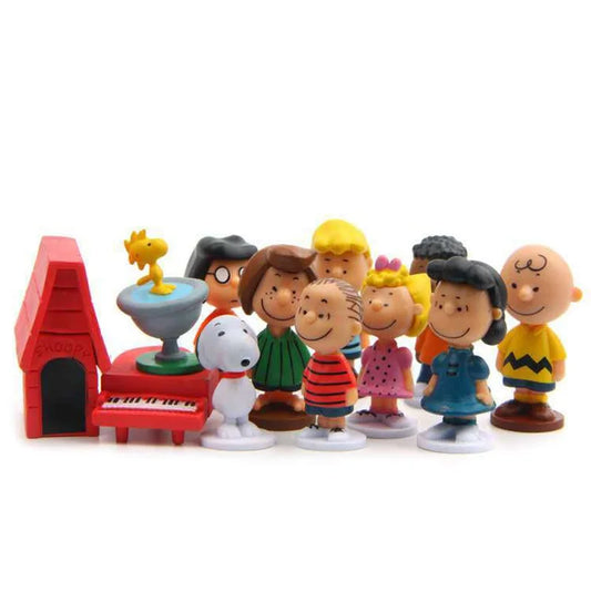 Lot de 12 mini figurines de dessin animé japonais Peanuts Snoopy Charlie Sally Woodstock, jouets miniatures, gâteaux, collection de personnes, accessoires